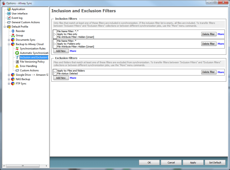 screenshot of Allway Sync